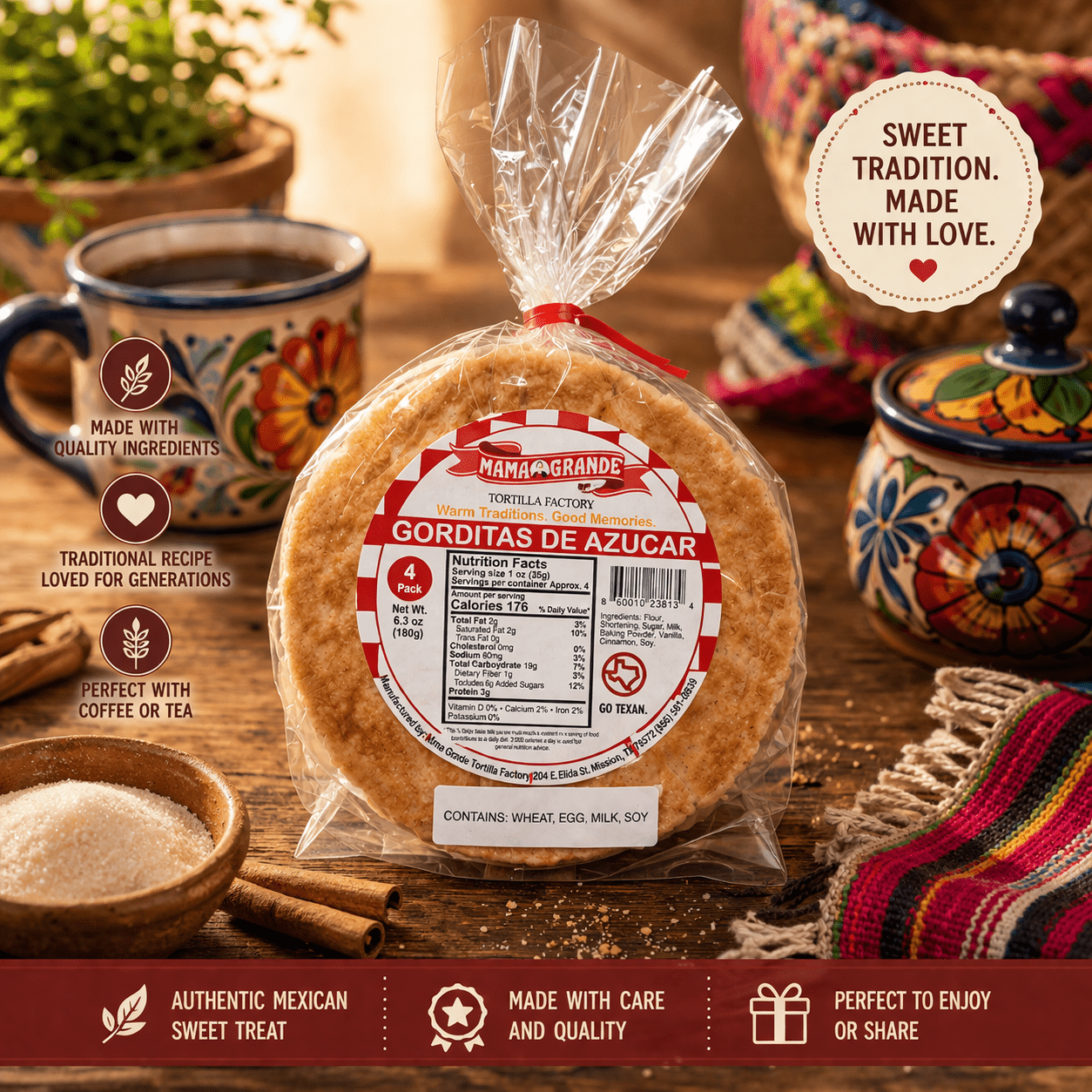 Gorditas de Azúcar – 4 Pack | 7.5 oz - La Concheria Cafe